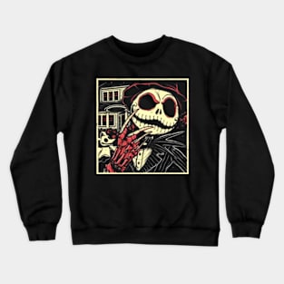 Graphic Vintage Movie Skellington Design Character Crewneck Sweatshirt